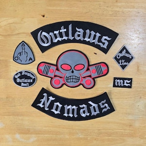 Outlaws Nomads Broderad lappset Anpassade bikerjacka rocker-lappar för väst