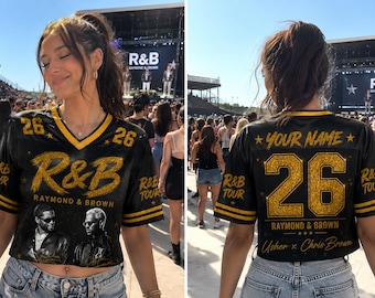 Custom Name The R&B Tour Crop Top Football Jersey, Personalized Concert Jersey, Music Crop Jersey, Usher Inspired Shirt, Music Fan Gift