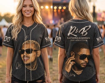 Usher Chris Brown R&B Tour 2026 Baseball Jersey, Custom Name Concert Shirt, Raymond Brown Fan Jersey, Team Breezy Music Gift