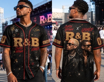 Usher Chris Br0wn Baseball Jersey, R&B Legends Concert Shirt, 2026 Tour Fan Apparel, Two Icons One Impact, Hip Hop Music Merch Outfit
