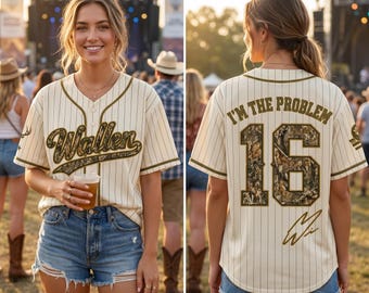 Morgan Wallen I'm The Problem Baseball Jersey Shirt, Wallen 16 Camo Baseball Jersey, Country Concert Fan Gift, Custom Sports Jersey