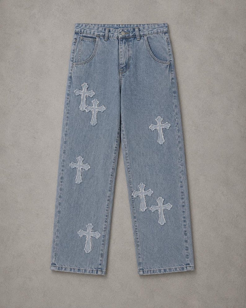 y2k jeans, baggy denim, cross jeans, streetwear pants, oversized jeans, grunge clothing, skater jeans, vintage denim, gothic jeans, wide leg jeans, unisex clothing, hip hop fashion, patchwork jeans