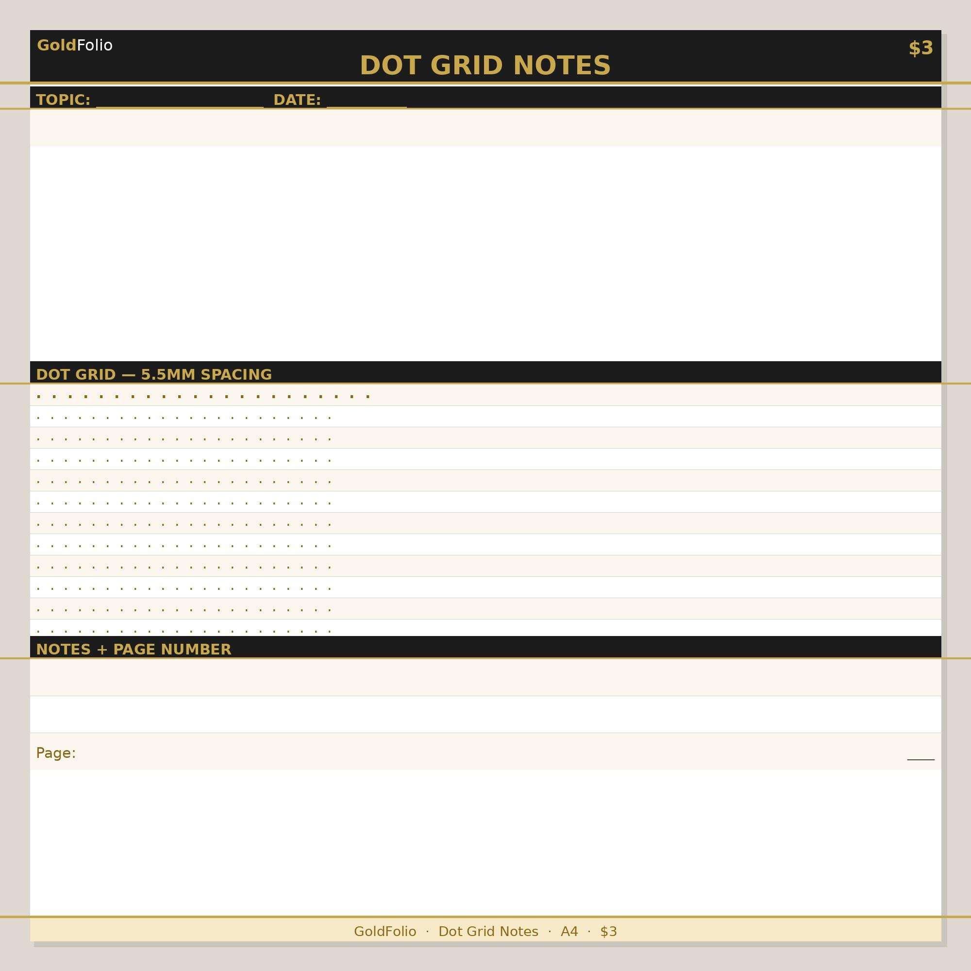 Dot Grid Notes Printable | A4 PDF | Instant Download - Etsy
