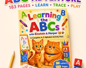 Printbaar alfabet oefenboek A-Z, letterherkenning, kleurplaten, schrijfoefeningen, activiteiten voor kleuters