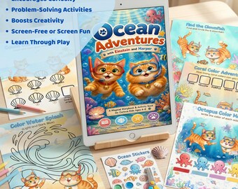 Oceaanactiviteitenboek voor kinderen van 4-8 jaar, onderwateravonturen met leuke interactieve spelletjes