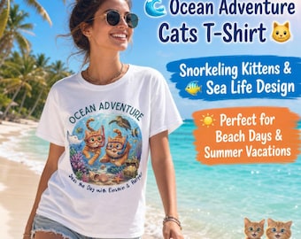 Ocean Cat Shirt | Snorkeling Kittens T-Shirt with Colorful Reef Design