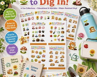 Stickervel tuininsecten | 4 collecties, vinylstickers (8,5 x 11 inch)