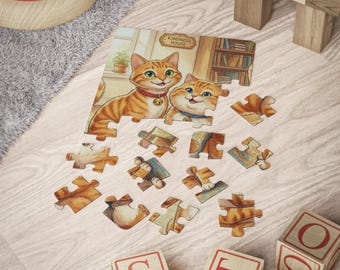 Peuterpuzzel met oranje gestreepte katten, 30-delig educatief speelgoed voor kleuters
