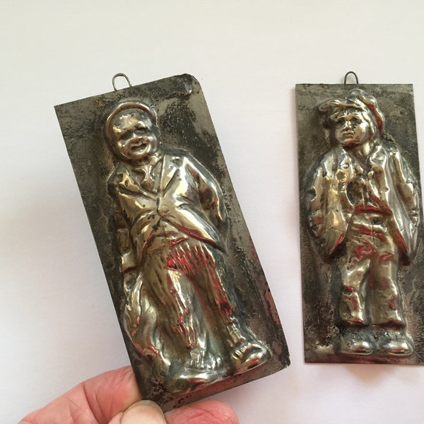 Vintage Chocolate Molds, Charlie Chaplin, The Butler,  Boy ( Rascal), Metal  Chocolate  Molds.