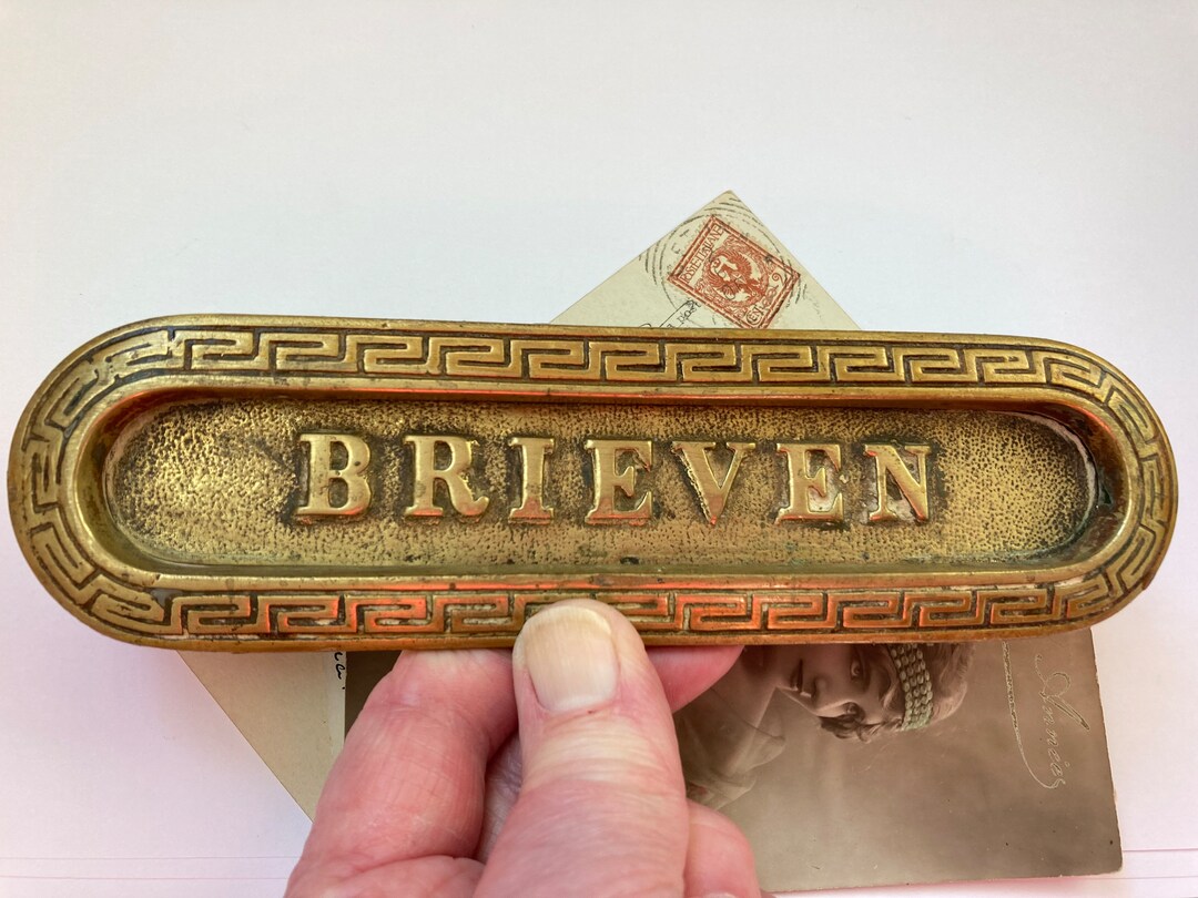 Antique Brass Letter Box Flap, Art Deco Mailbox Letter Slot, Antique