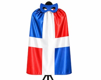 Dominican Republic Cape with Mask | Adult Fan Outfit for Baseball Games, Festivals & Dominican Pride