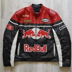 Red bull racing leather jacket - Etsy 日本