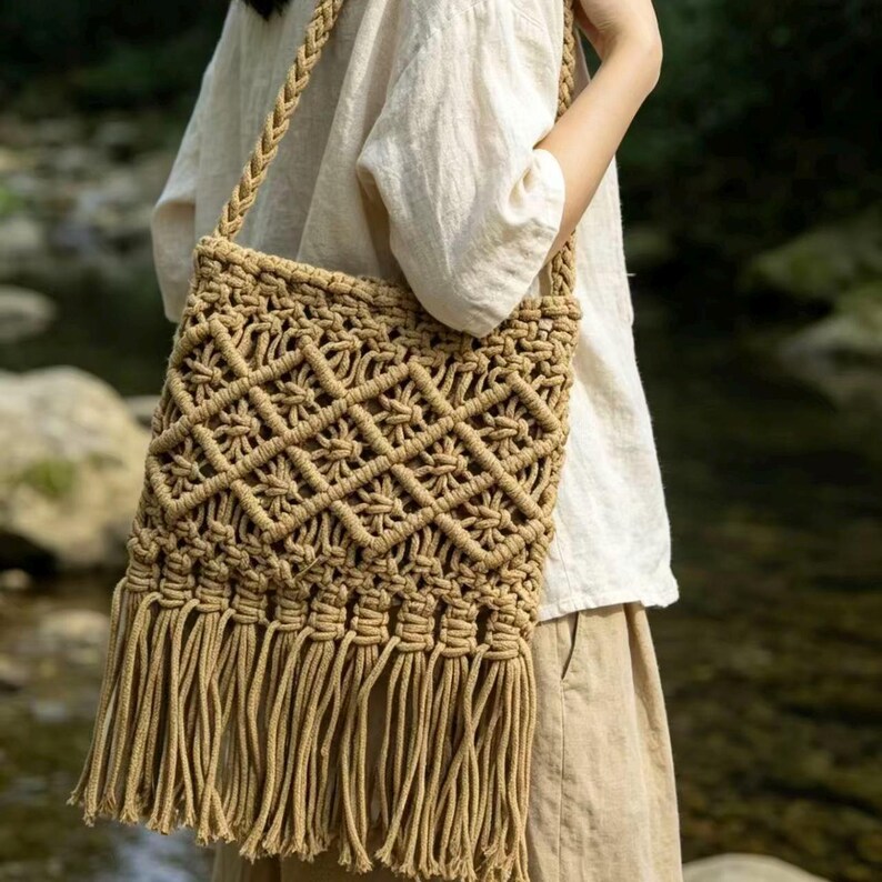 Handmade Macrame Wall Hanging Basket Woven Cotton Rope Plant Holder Photo Inspiration