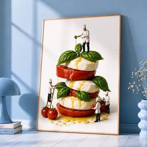 Impressão de Salada Caprese | Decoração de Cozinha Italiana para Pequenos Chefs (Download Digital)