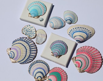 Custom Hand-Painted Shell | Coastal Keepsake Art | Optional Canvas Mount - Small