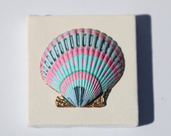 Tidal Pop Mini No. 2 | Original Coastal Artwork | Ocean Abstract Mini Painting | Beach Cottage Decor (2.4 x 2.4 inches)