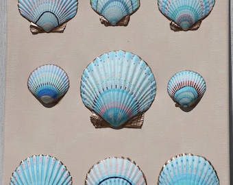 Saltwater Social No. 1 | Original Shell Art | Coastal Statement Wall Decor | Beach House Artwork | Modern Nautical Design