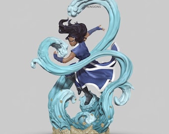 Original Wasser Magier Krieger mit Büste | Fantasy 3D-Modell in STL-Datei