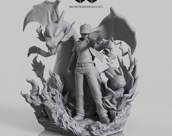 Rot Trainer + Büste Inspiriert Pokemon | 3D-Modell STL-Datei