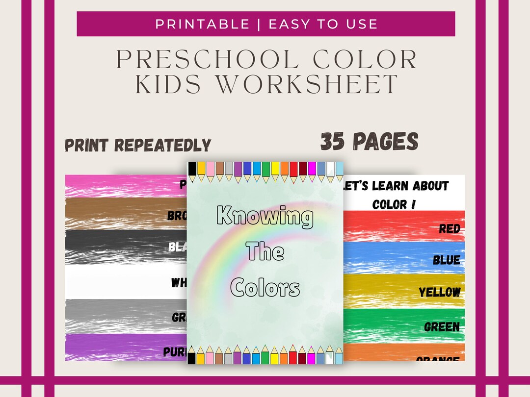 Color Learning Worksheets for Kids, Preschool Colors Activity, Tracing ...
