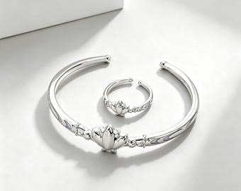 Frieren, PREMIUM Frieren spegel lotus öppen ring, delikat anime lotus förlovningsring, Frieren armband, bästa present