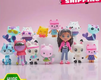 Gabby Dollhouse Figure Toy Set – 13-Piece PVC Cartoon Characters | Kids Birthday Gift | Cute Collectable Toys