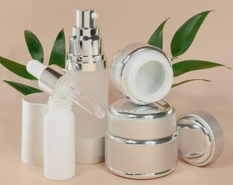 Refillable Silver Skincare Containers | Dropper, Airless Pump, Cream Jar Options