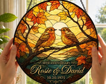 Attrape-soleil personnalisé 3D pour 40e anniversaire de mariage, cadeau d'anniversaire de mariage rubis, décoration suspendue