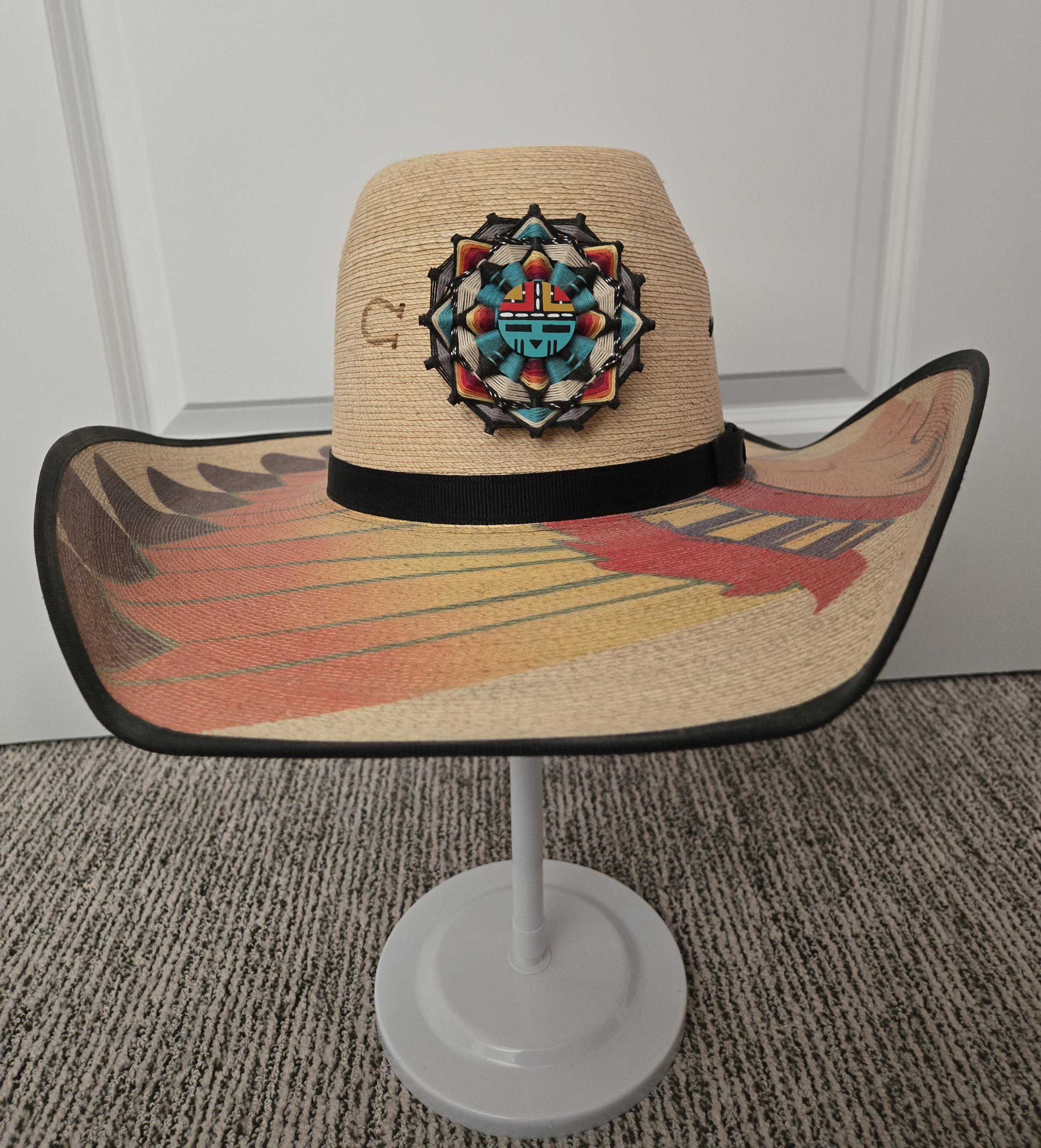 Charlie 1 Horse Custom HAND BURNED  Felt Cowboy Hat Red/White/Blue Accents Hand Burned Charlie Horse Hat - Available Hats - Combustible  main image 3