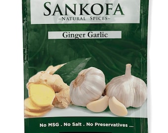Sankofa Natural Spices Ginger & Garlic Seasoning Pack (5g x 12 Sachets) African Spice Blend| Ghana food Seasoning | Natural Flavor Enhancer