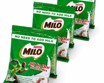 Nestlé Milo All-In-One Nutri Mix 37g | Chocolate Malt Drink Sachets (Pack of 10) | Ghana Milo Instant Energy Beverage