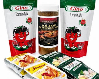 Jollof Rice Essentials Box | Jaydek Foods Jollof Seasoning Mix, Gino Tomato Mix, Sankofa Garlic Ginger, Authentic West African Flavor Pack