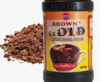 Brown Gold Cocoa Powder 400g | Product of Ghana | Pure Unsweetened Cocoa Powder | African Hot Chocolate &Cocoa | Natural Chocolate Drink Mix