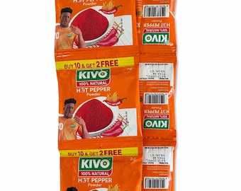 Kivo 100% Natural Hot Pepper Sauce Mini Sachets (12 Pack) | African Chili Sauce Pack | Spicy Pepper Condiment | Travel Size Hot Sauce Packet