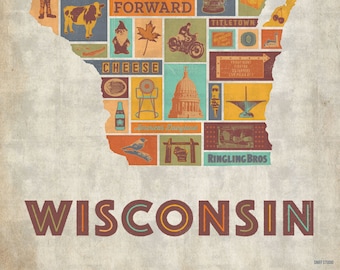 Forward - Wisconsin Culture Map Print