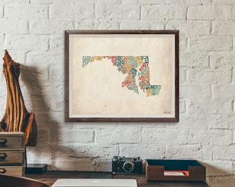 Maryland by County - Typography Print