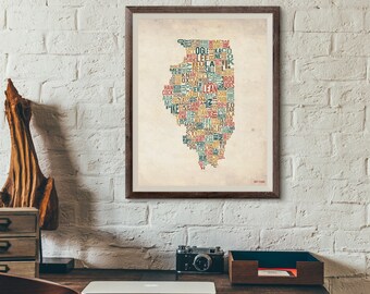Illinois efter län - Typografitryck