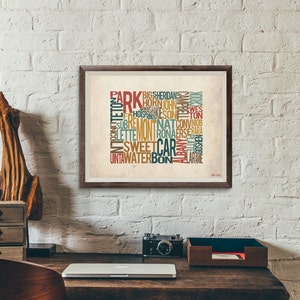 Wyoming by County - Carte Typographie