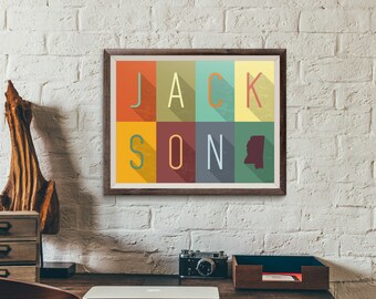 Jackson, Mississippi Grid - Typography Print