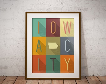 Iowa City, Iowa Grid - Typography Print
