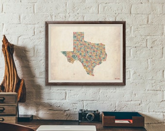Texas by County - Typography Print