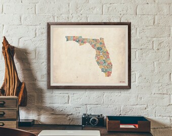 Florida by County - Typography Print