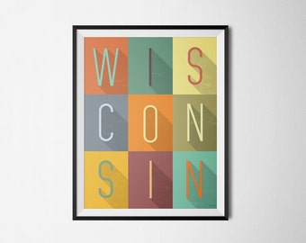 On, Wisconsin - Typography Print