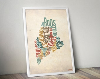 Maine by County - Typography Print
