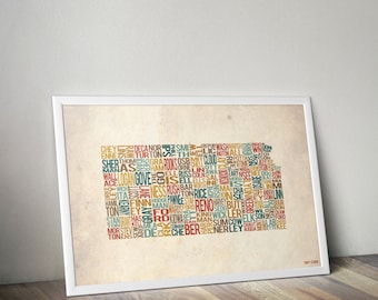 Kansas by County - Stampa tipografica