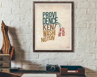 Rhode Island by County - Stampa tipografica