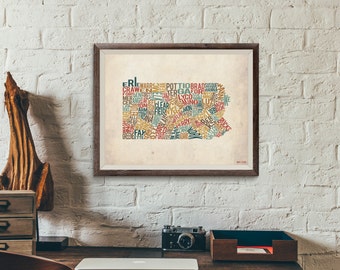 Pennsylvania by County - Typography Print