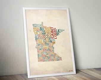 Minnesota efter län - Typografitryck