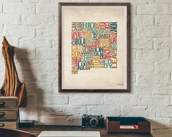 New Mexico by County - Typography Print
