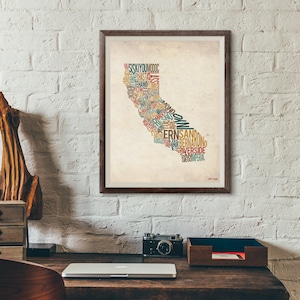 California by County - Typography Print